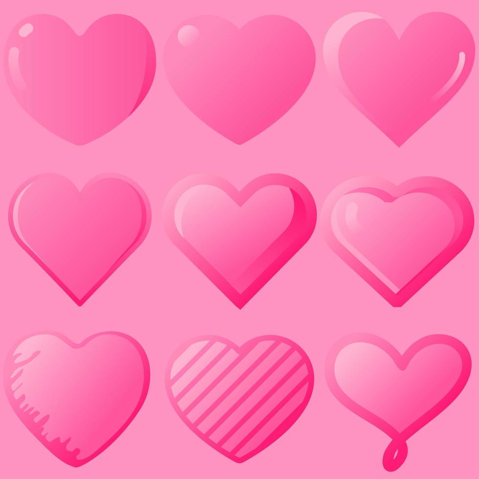 San Valentino cuori vettore illustrazione. San Valentino giorno simbolo icona. brillante rosa amore cuore grafico risorsa design. impostato di San Valentino cuore collezione