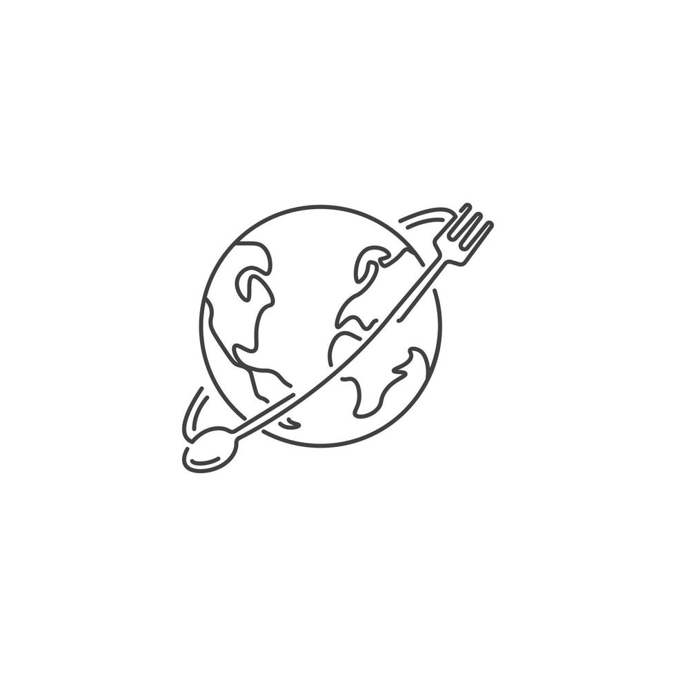 globale cibo, globo con cucchiaio e forchetta. vettore icona logo illustrazione