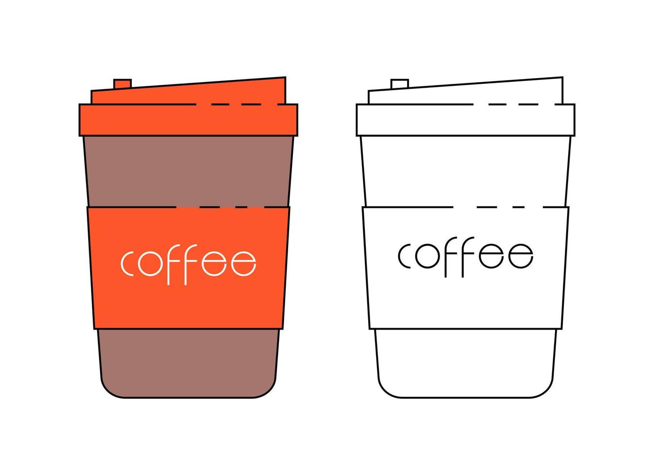 carta tazza. tazze per caldo caffè e tè. contenitore bevanda per bar, caffè o tè caldo illustrazione. vettore eps10