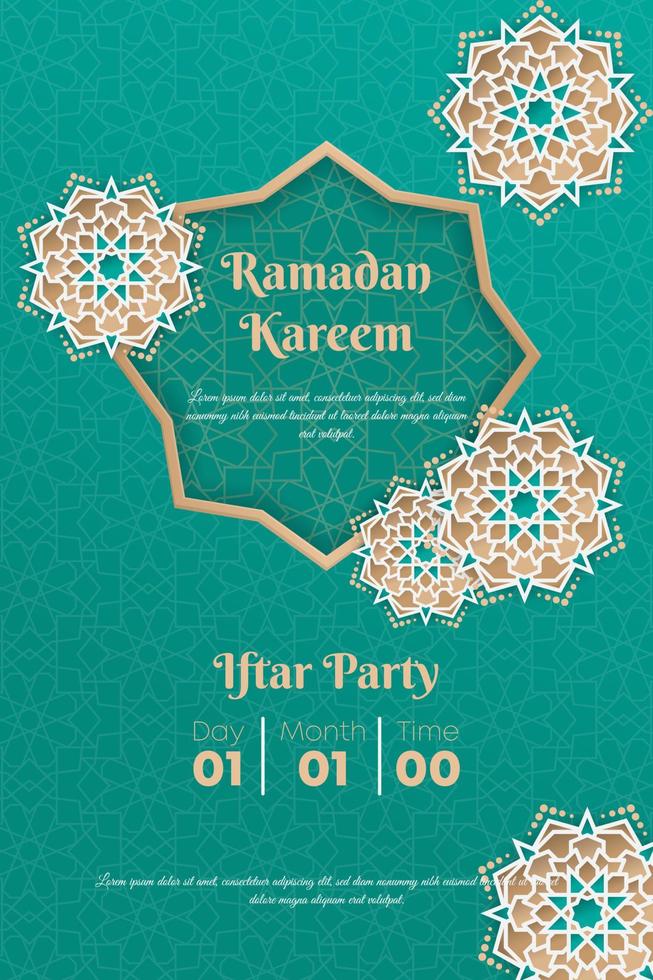 verde sfondo con mandala design per Ramadan iftar festa o eid mubarak design vettore