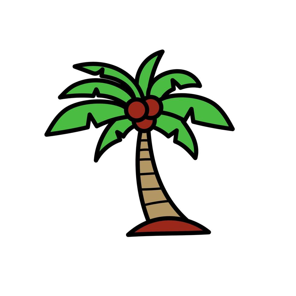 Noce di cocco albero vettore illustrazione con un' carino disegnato a mano stile isolato su bianca sfondo