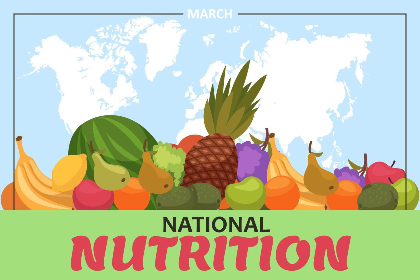 internazionale nutrizione settimana giorno con frutta e verdura vettore