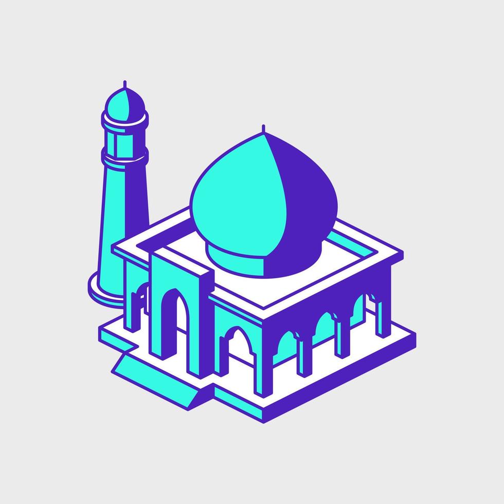 moschea isometrico vettore icona illustrazione