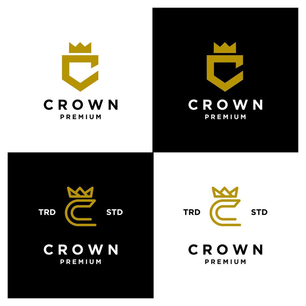 corona lettera c logo icona design impostato collezione vettore