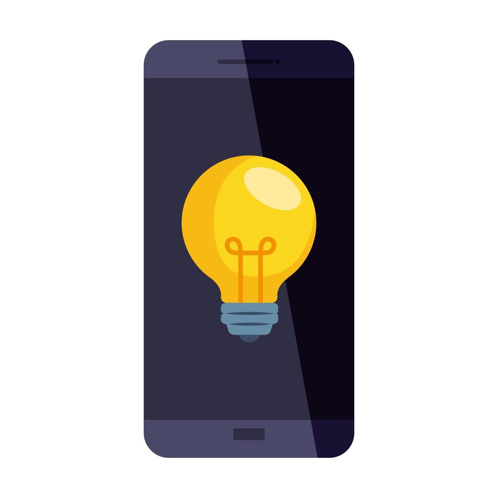 smartphone con disegno vettoriale lampadina