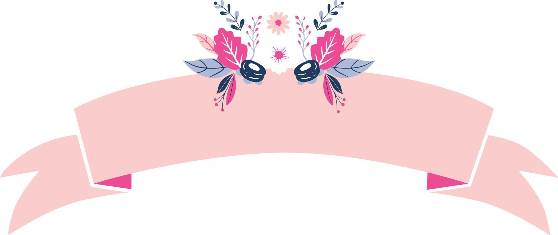 rosa nastro con fiore illustrazione vettore