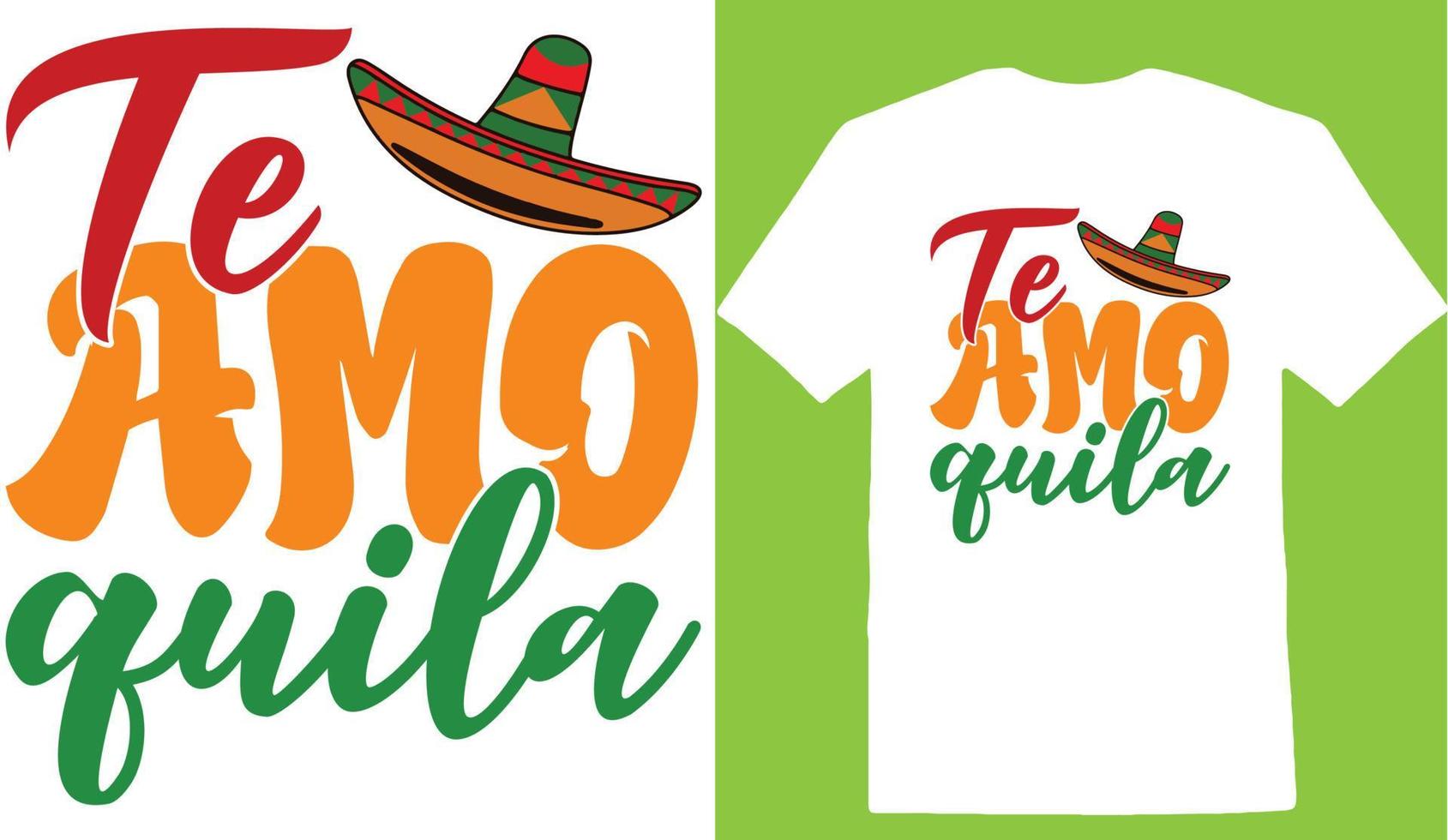 TE amo quila cinco de maglietta design vettore