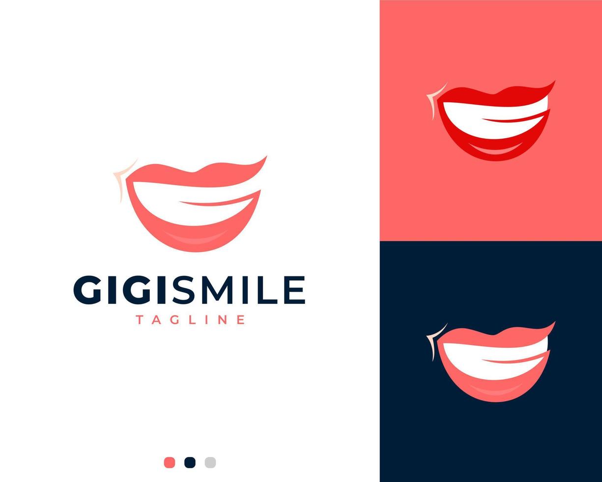 Sorridi bocca denti e lettera g logo modello vettore