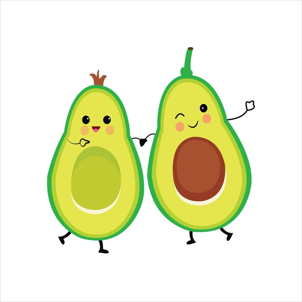 vettore metà avocado salutare cibo dieta frutta biologico verdura vettore mano disegnato cartone animato arte