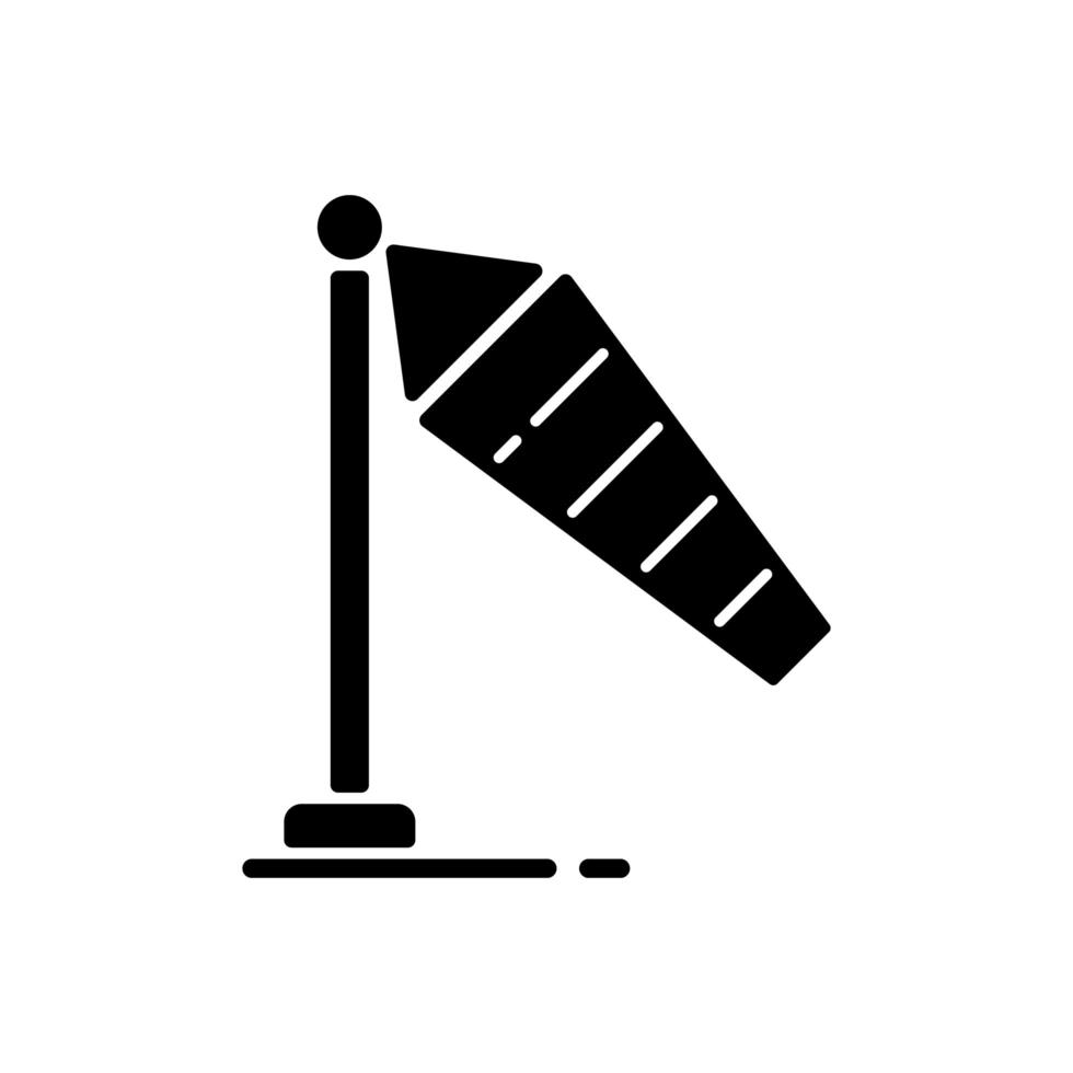 icona del glifo con manica a vento nera vettore