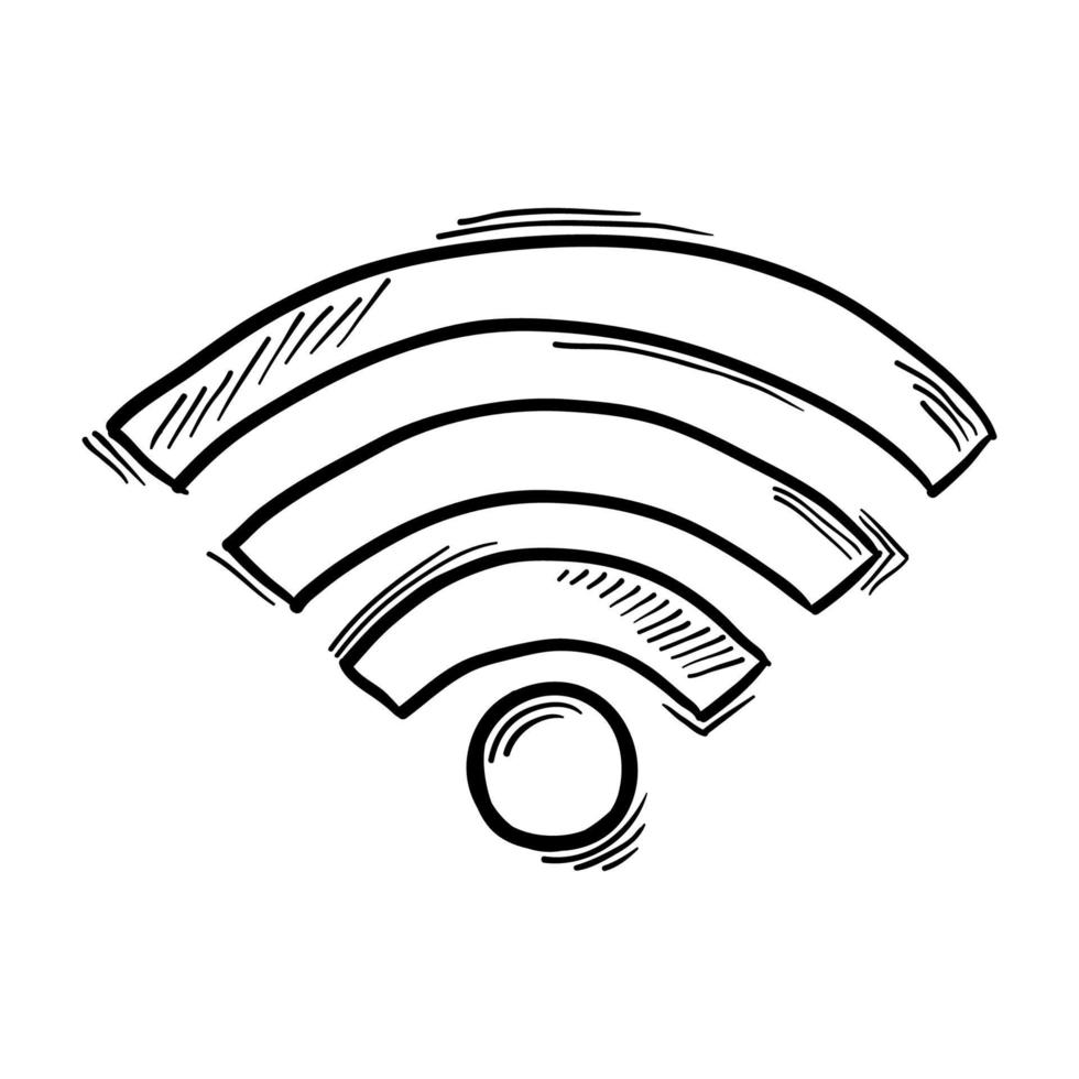 Wi-Fi icona design illustrazione, mano disegnato stile disegno, progettato per ragnatela e App isolato su bianca sfondo vettore