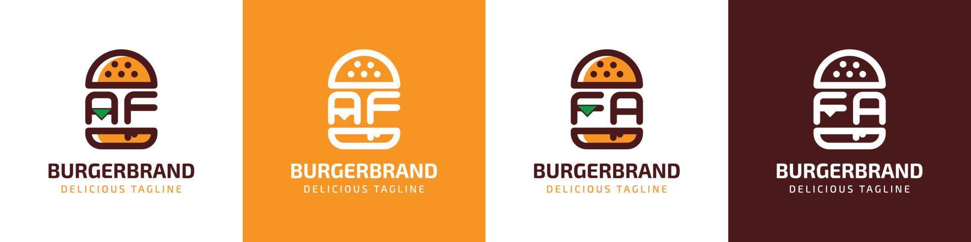 lettera af e fa hamburger logo, adatto per qualunque attività commerciale relazionato per hamburger con af o fa iniziali. vettore