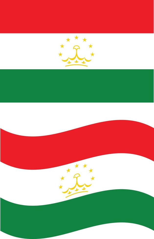 agitando bandiera di tagikistan. tagikistan bandiera su bianca sfondo. piatto stile. vettore