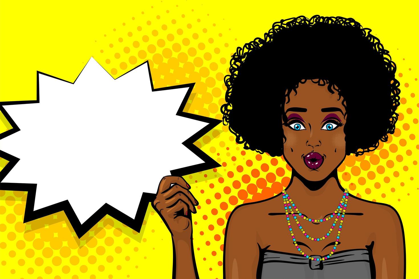 Pop art ragazza afroamericana nera vettore