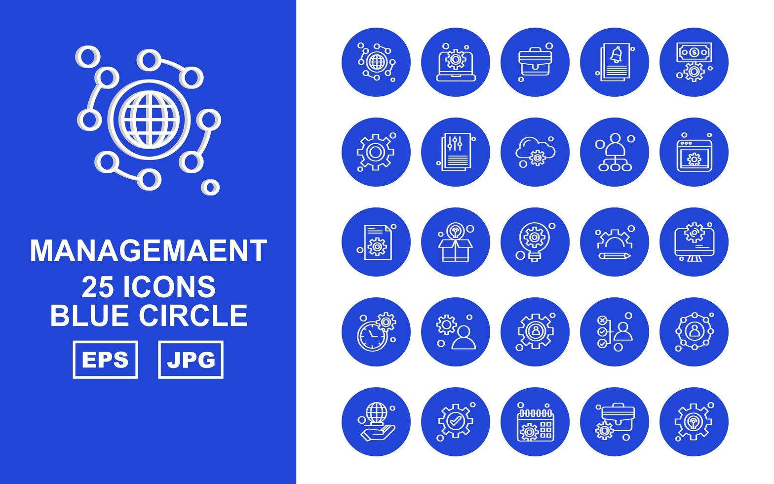 25 pacchetto di icone del cerchio blu di gestione premium vettore