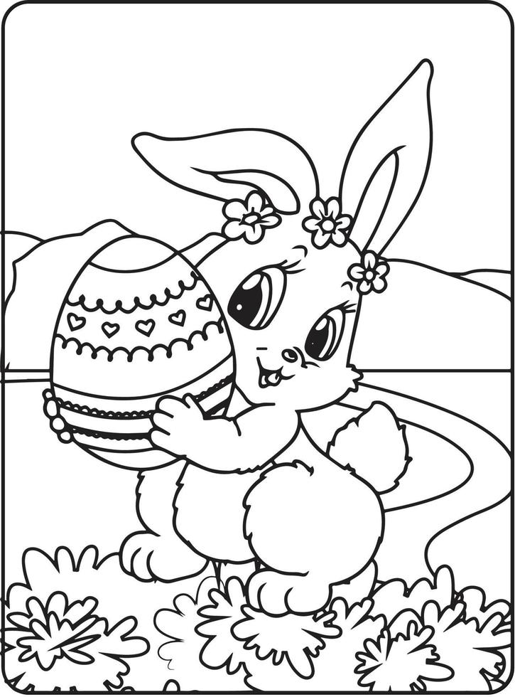 carino Pasqua colorazione pagine per bambini vettore