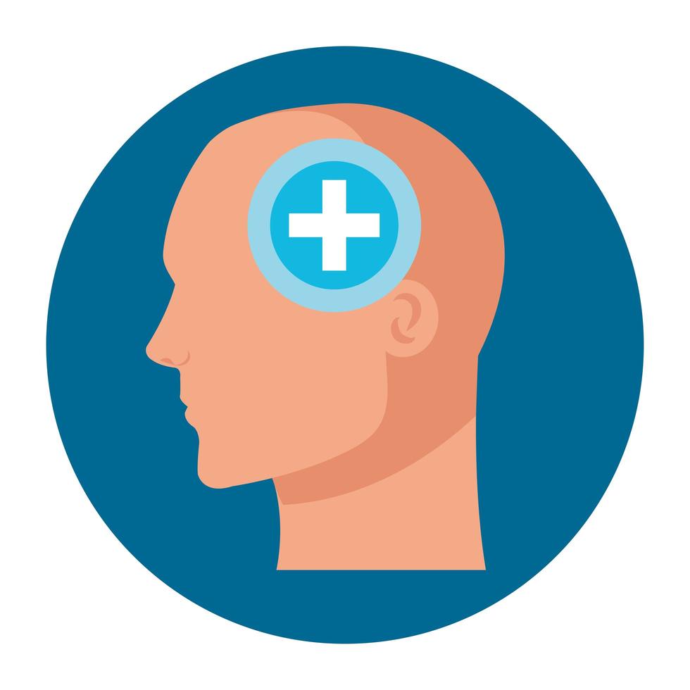 silhouette di testa profilo umano con croce simbolo, mente positiva, su sfondo bianco vettore