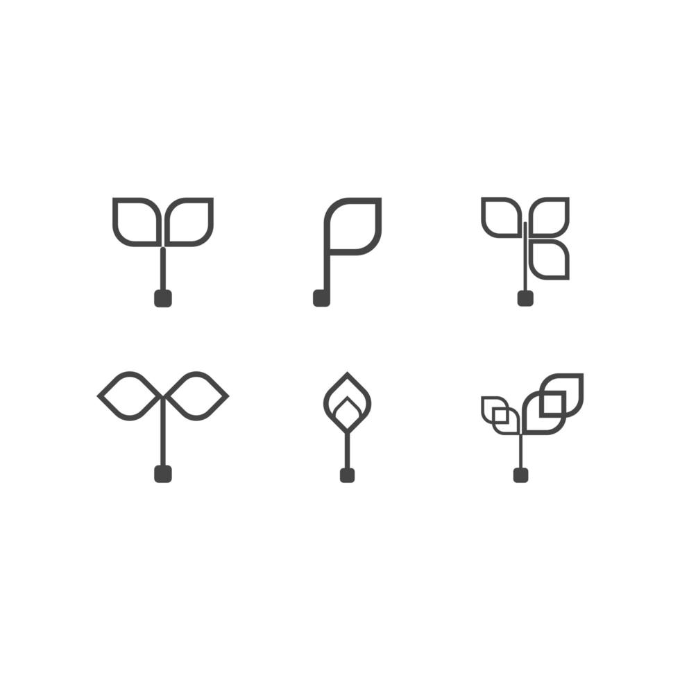 set di icone di forma fiore contorno design vettore