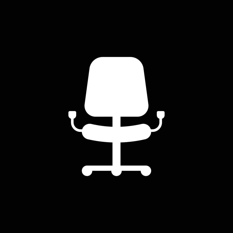 eps10 bianca vettore braccio sedia astratto icona o logo isolato su nero sfondo. scrivania o ufficio sedia simbolo nel un' semplice piatto di moda moderno stile per il tuo sito web disegno, e mobile App
