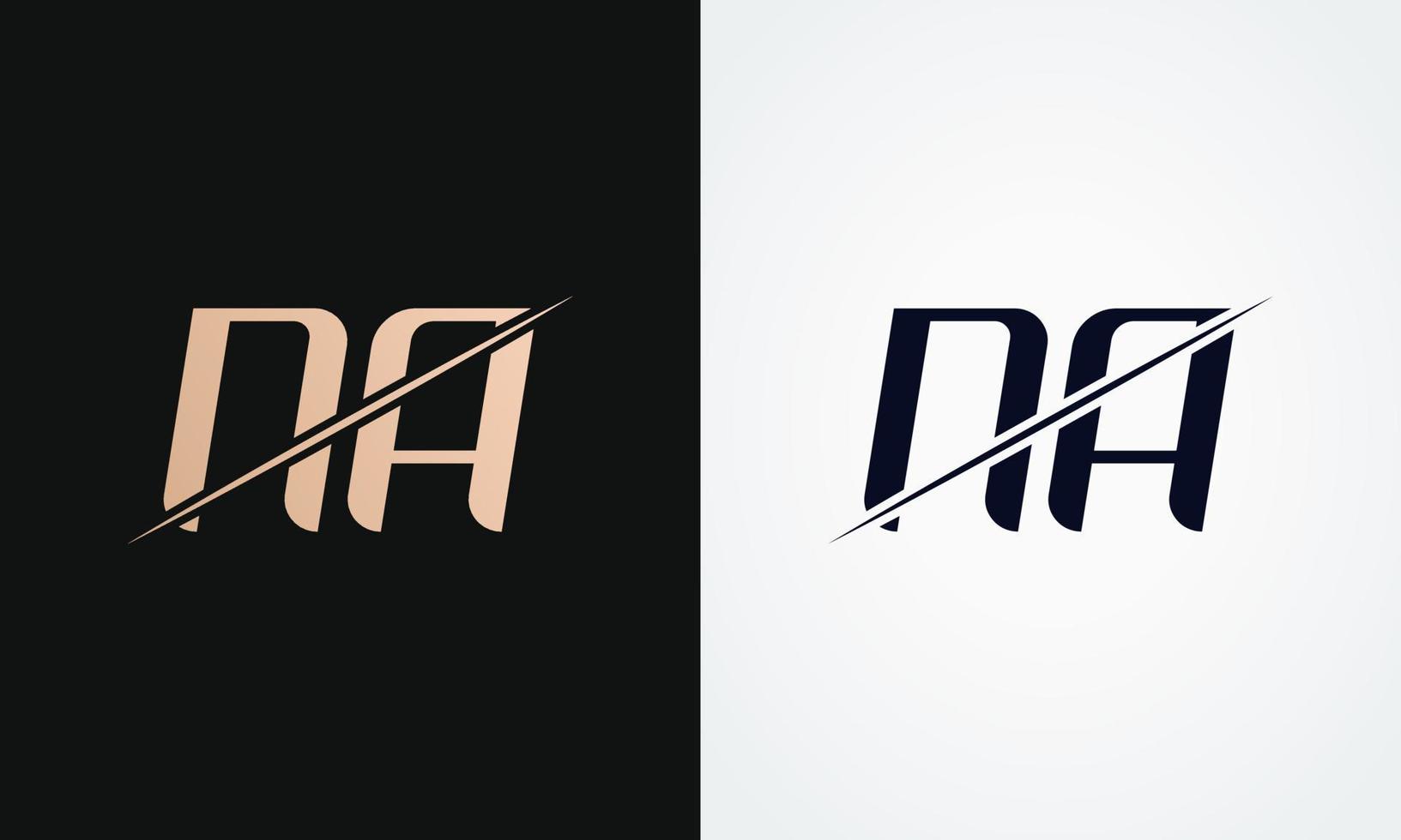 n / A lettera logo design vettore modello. oro e nero lettera n / A logo design