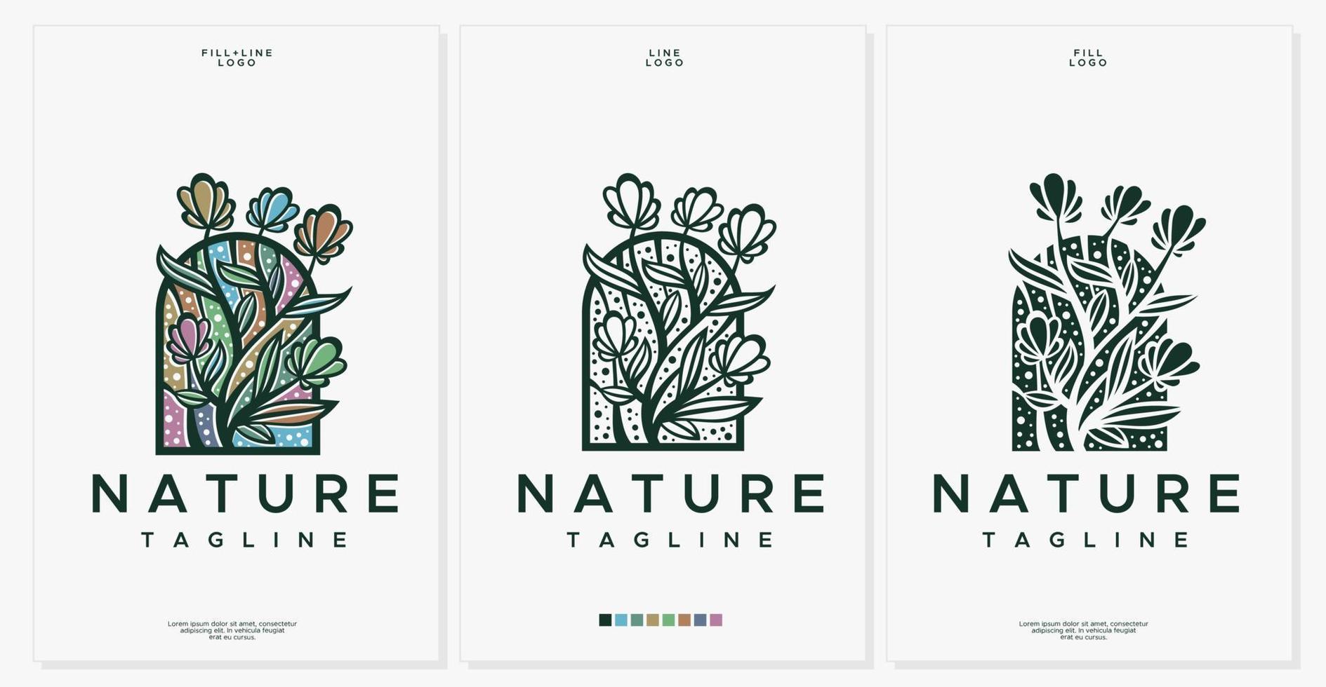 Vintage ▾ natura logo design modello. dettaglio fiore logo vettore. vettore