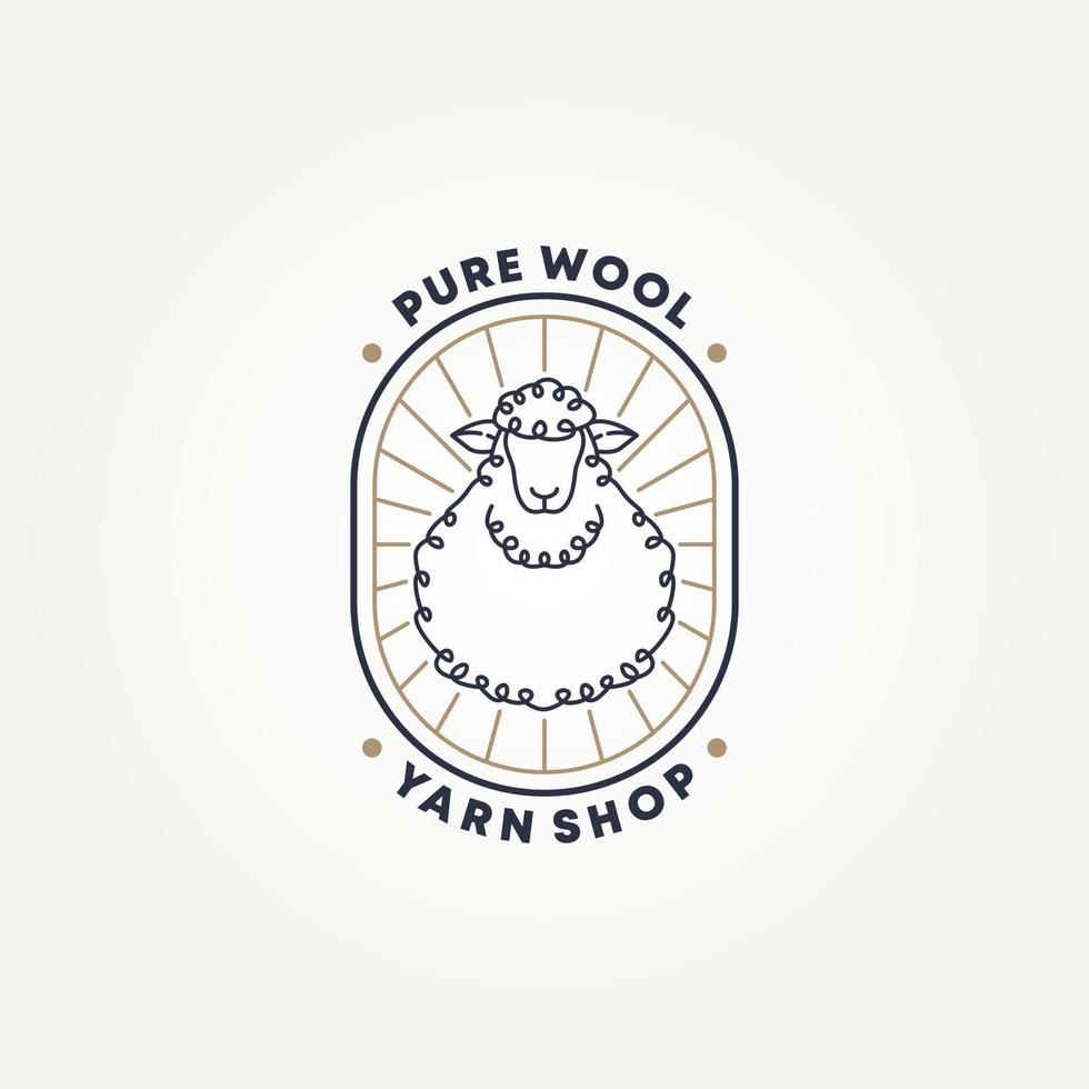 minimalista pecora puro lana e cotone linea arte distintivo icona logo modello vettore illustrazione design. semplice moderno filato negozio emblema logo concetto