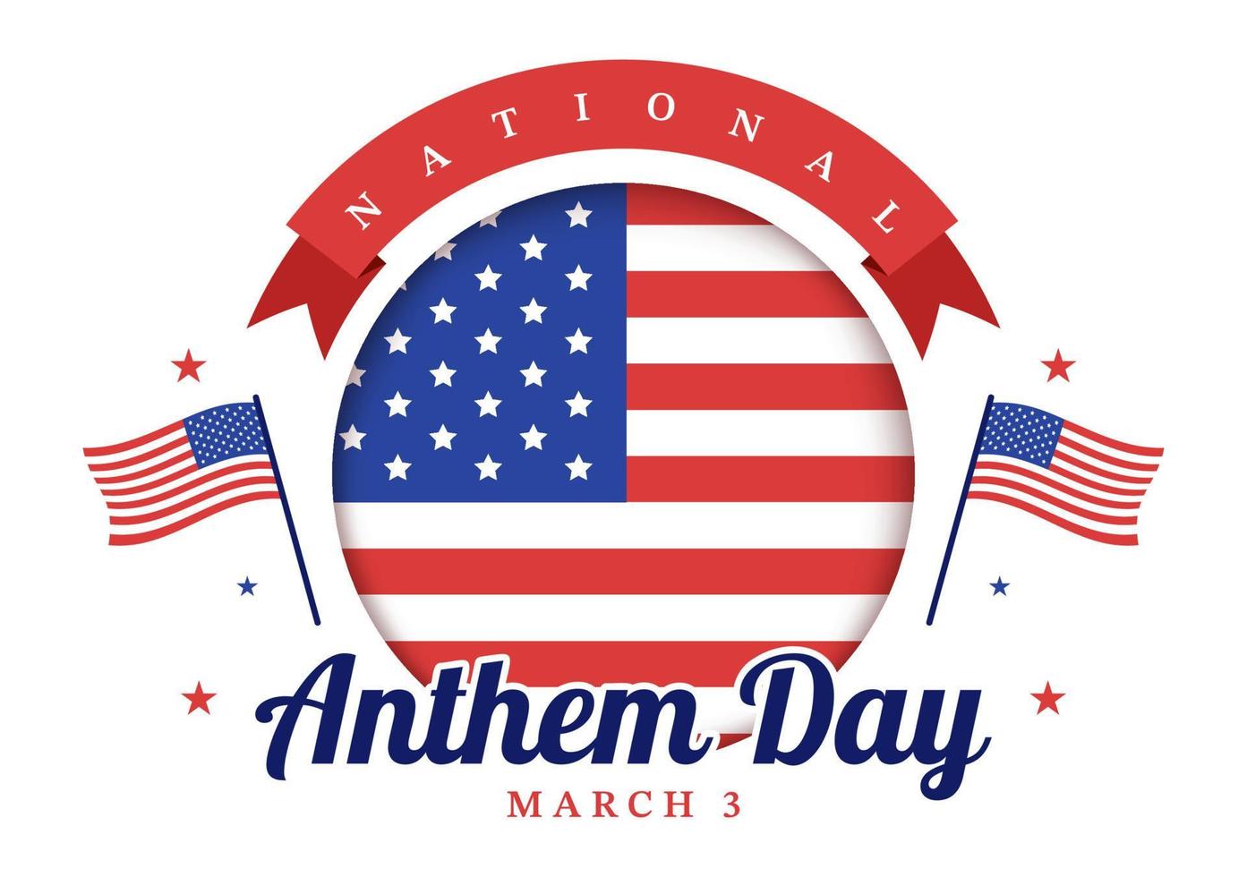 nazionale inno giorno su marzo 3 illustrazione con unito stati di America bandiera per ragnatela bandiera o atterraggio pagina nel piatto cartone animato mano disegnato modello vettore