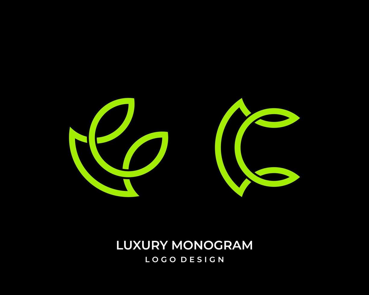 lettera c monogramma natura foglia Salute logo design. vettore