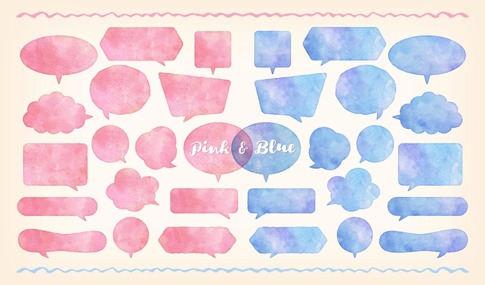 acquerello vettore discorso bolle impostare. rosa e blu