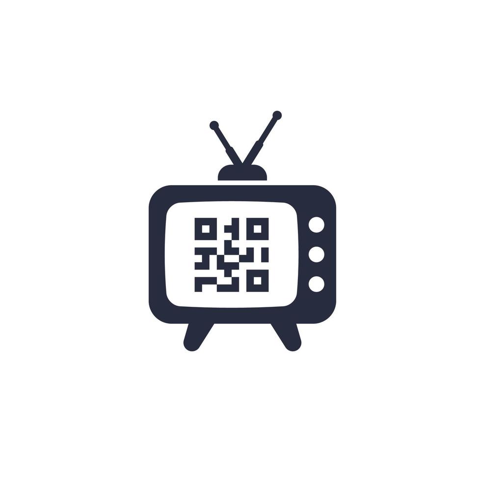 vecchio tv e qr codice icona vettore