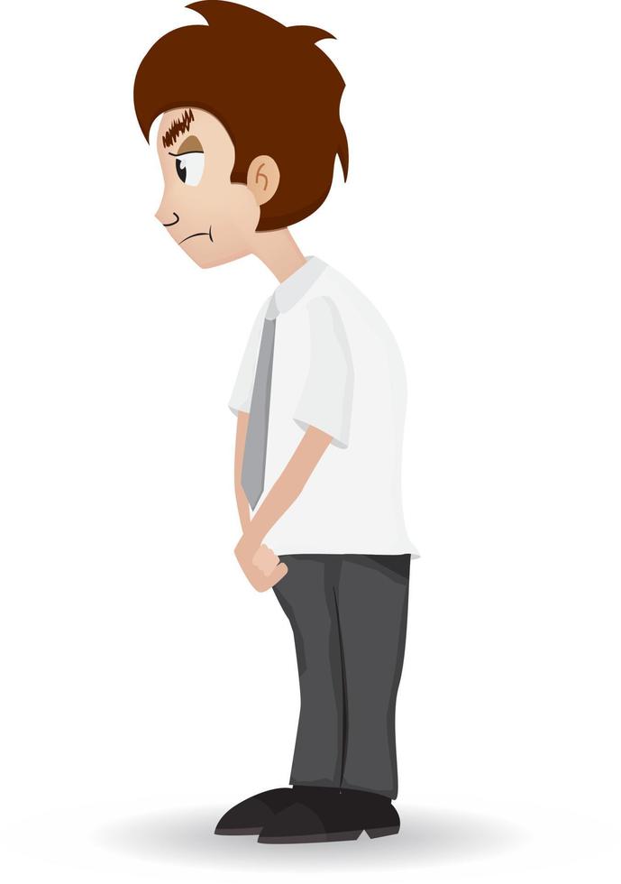 cartone animato mostrando triste gesto uomo d'affari isolato vettore