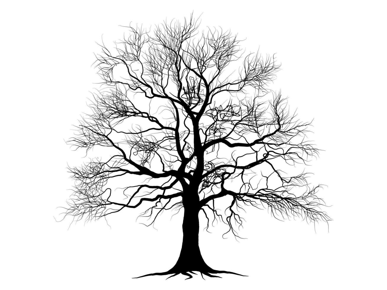 set di sagome di albero di ramo nero o alberi nudi. illustrazioni isolate disegnate a mano. vettore