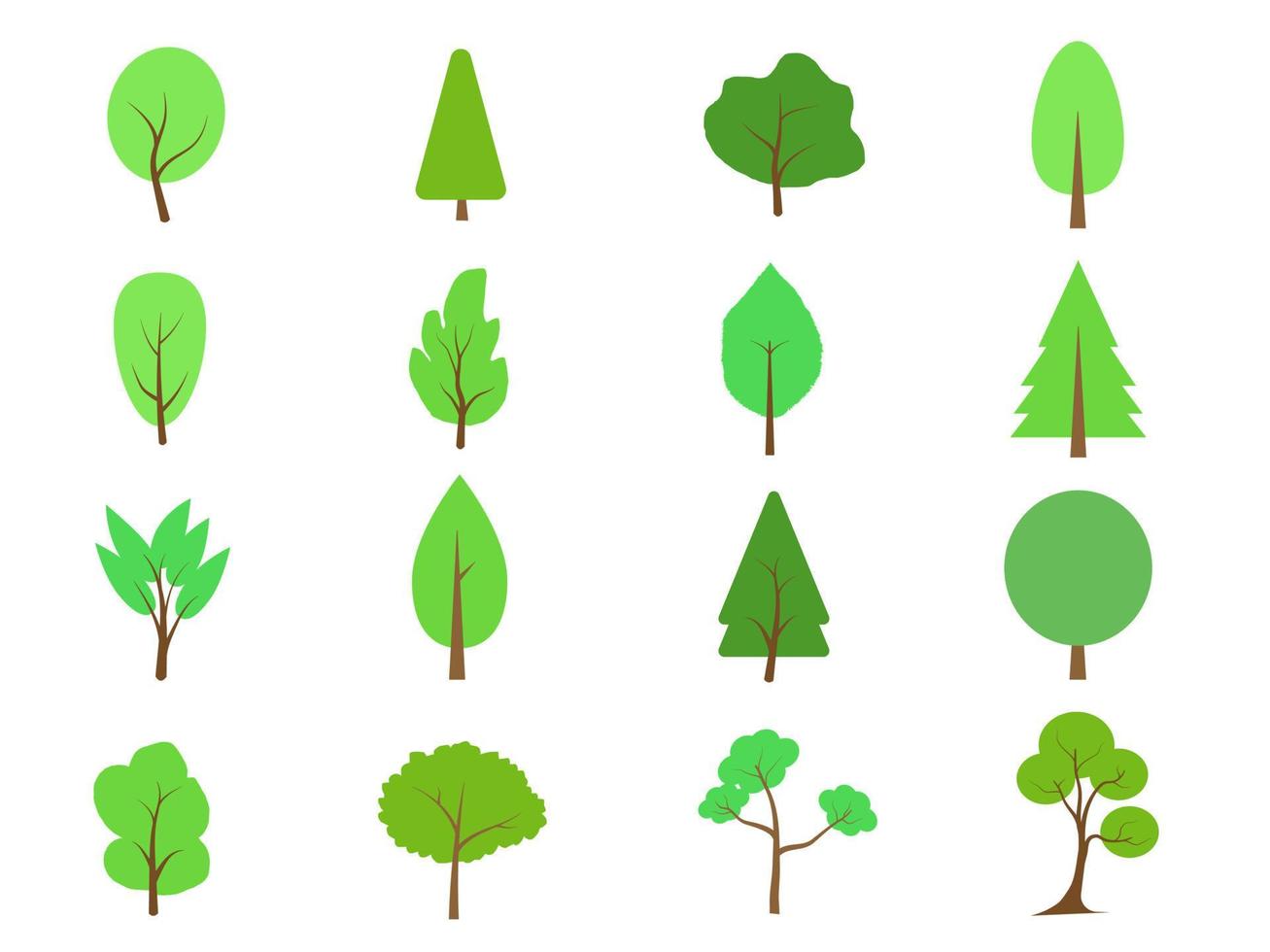 set di sagome di albero di ramo nero o alberi nudi. illustrazioni isolate disegnate a mano. vettore