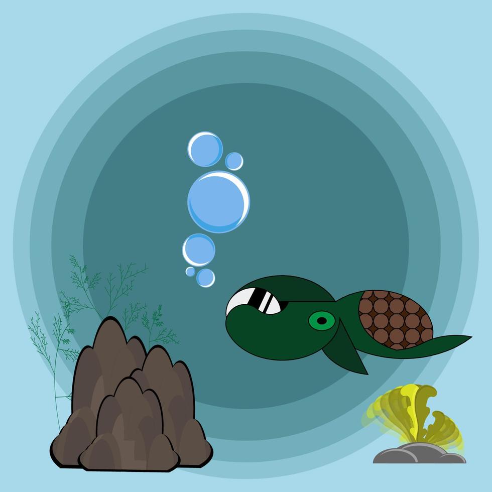 illustrazione di un' tartaruga design nel il oceano. Di Più utile per bambini vettore