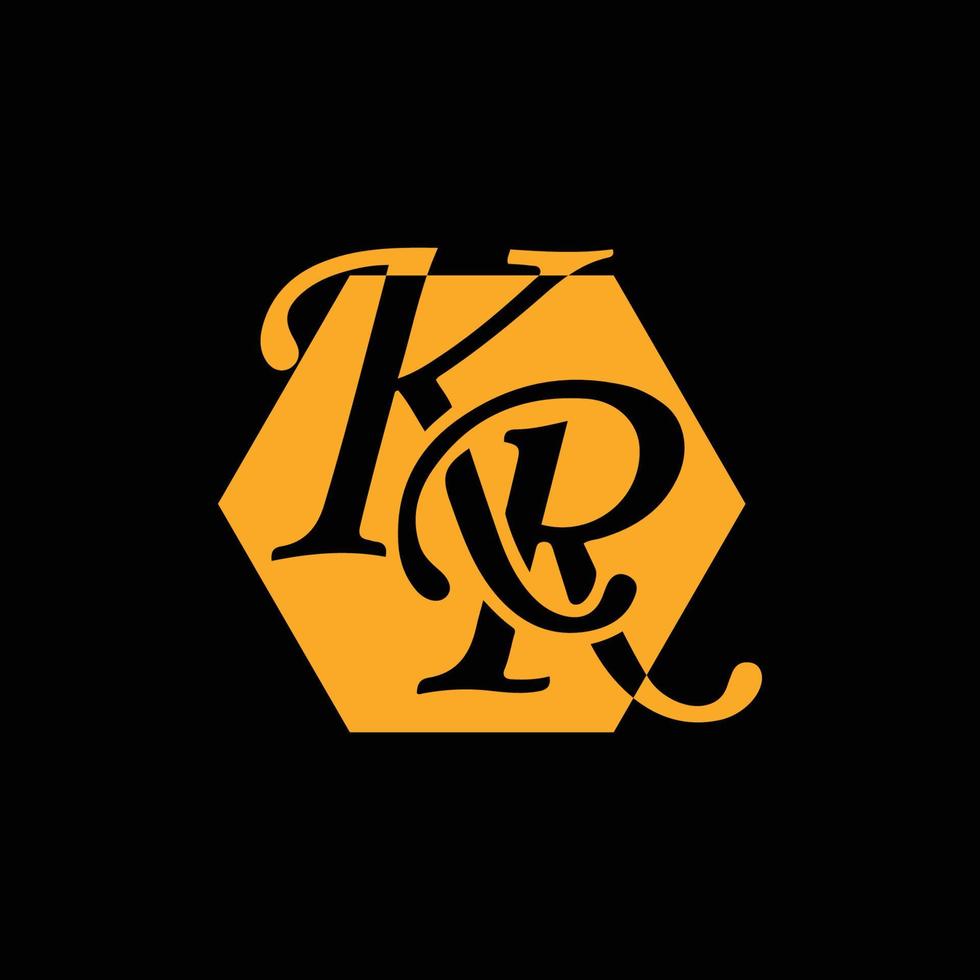 kr logo monogramma stile emblema con modello di design a forma di corona vettore