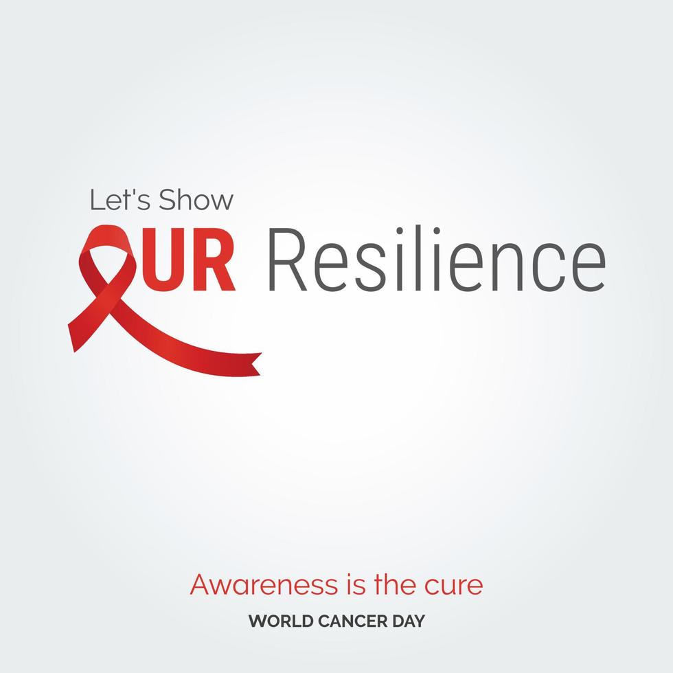 andiamo mostrare nostro resilienza nastro tipografia. consapevolezza è il cura - mondo cancro giorno vettore