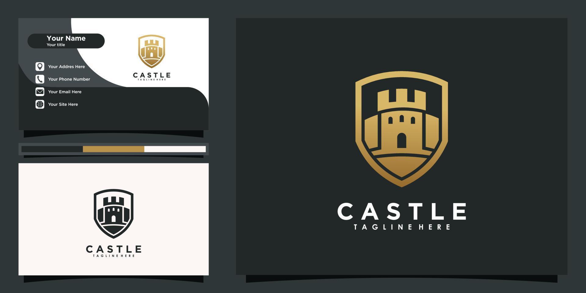 castello logo design ispirazione con attività commerciale carta vettore