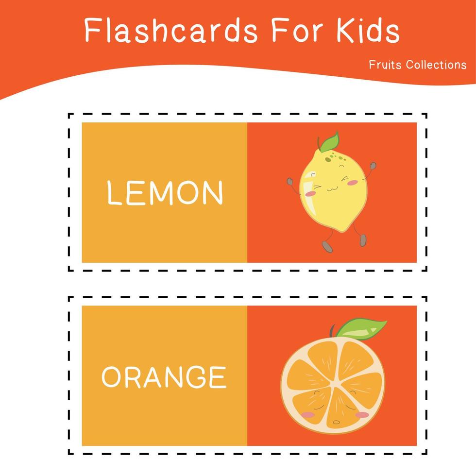 vettore impostato di frutta collezioni flashcard. educativo stampabile flashcard. vettore manifesto per prescolastico formazione scolastica.