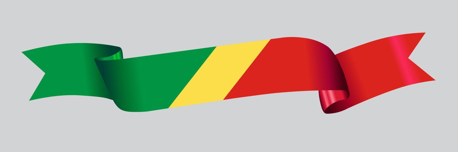 3d bandiera di repubblica di il congo su nastro. vettore