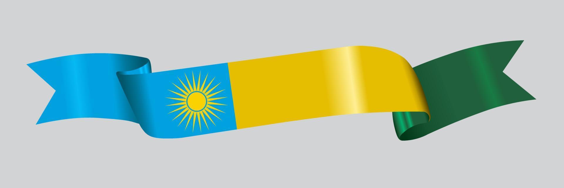 3d bandiera di Ruanda su nastro. vettore