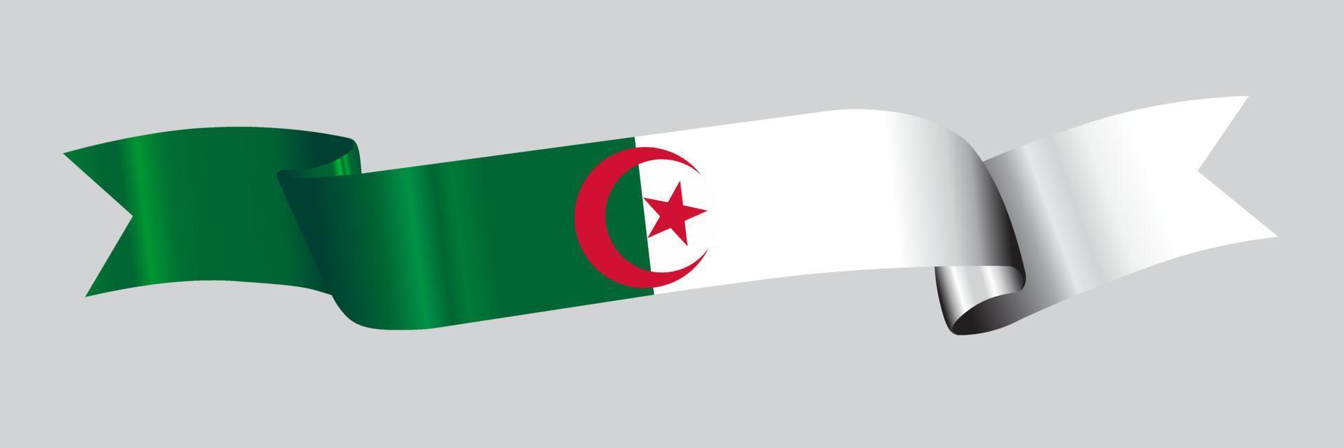 3d bandiera di algeria su nastro. vettore