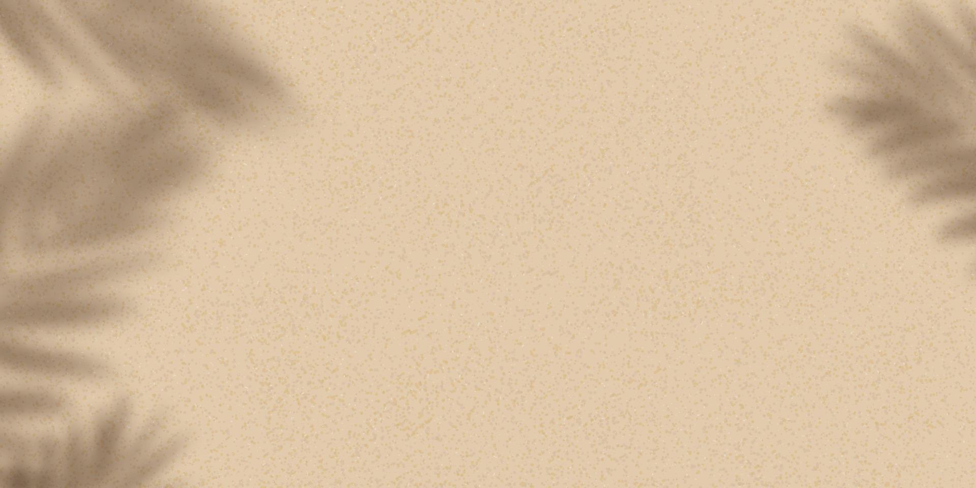 sabbia struttura sfondo con palma le foglie sagoma, noce di cocco foglia ombra su Marrone sabbioso spiaggia, vettore superiore Visualizza sabbia superficie, fondale sfondo largo orizzonte deserto duna per estate Prodotto presentazione
