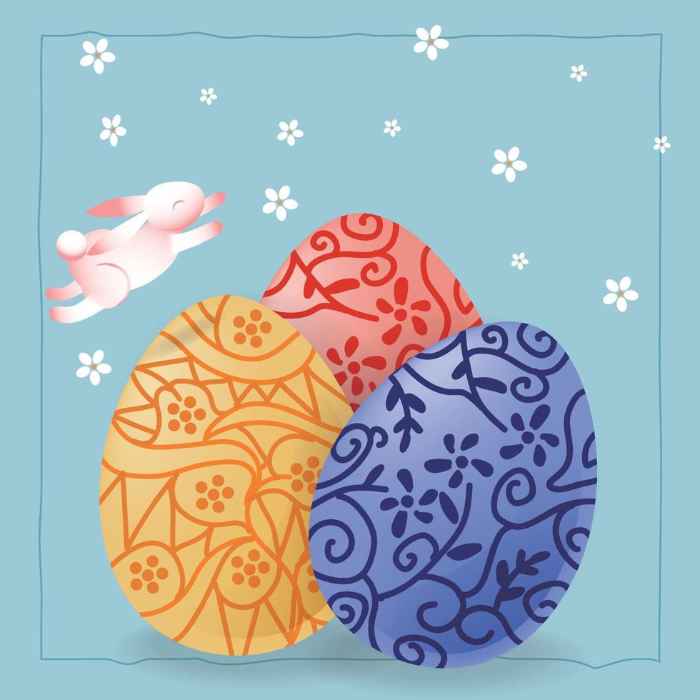Pasqua sfondo bandiera con uova e coniglietto vettore