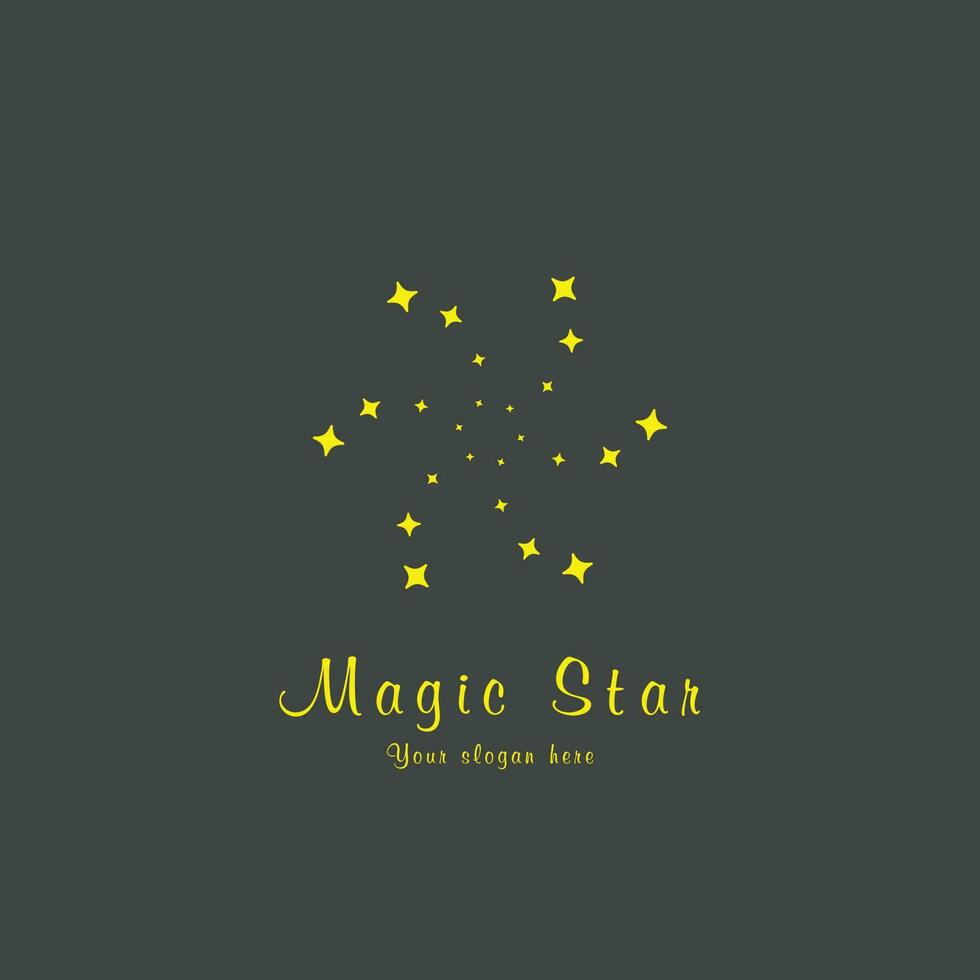 Magia stella logo design illustrazione. simbolo stella rotazione forma luccichio brillante. vettore rotazione pittogramma. isolato sfondo.