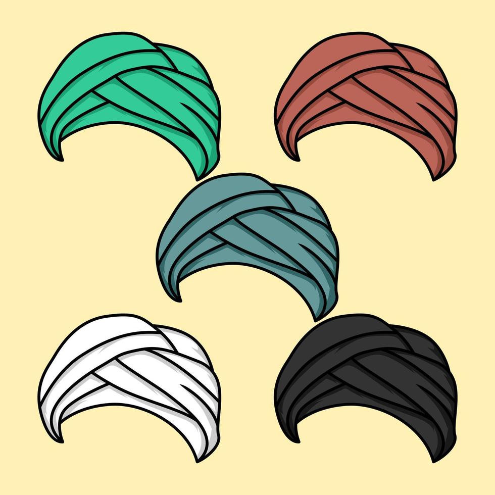 illustrazione di un Arabo testa copertina o cappello con un' varietà di bellissimo colore scelte vettore