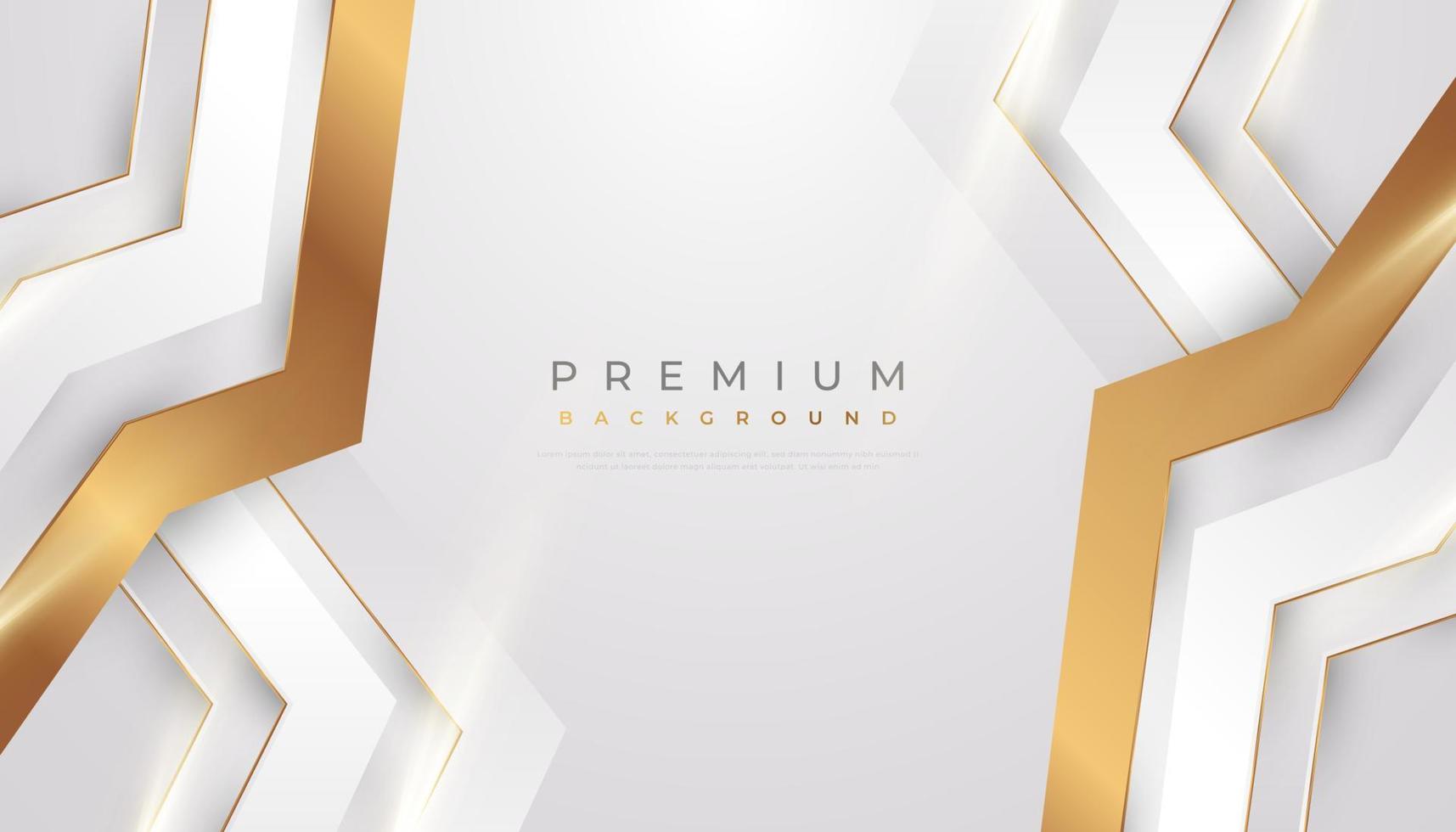 sfondo bianco e oro di lusso con linee dorate e stile taglio carta. sfondo grigio e oro premium per design di premi, nomine, cerimonie, inviti formali o certificati vettore