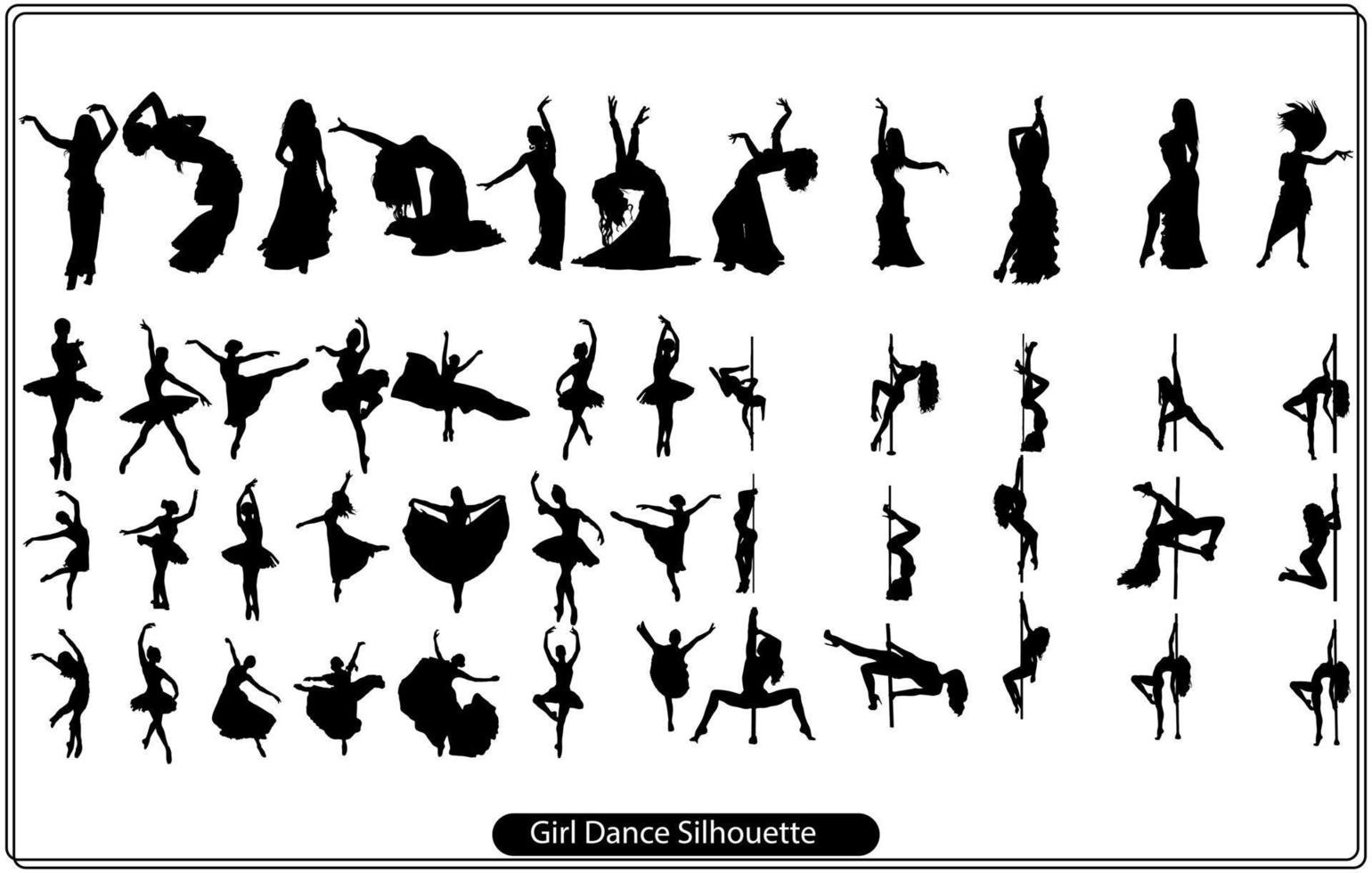 ragazza danza silhouette nero vettore