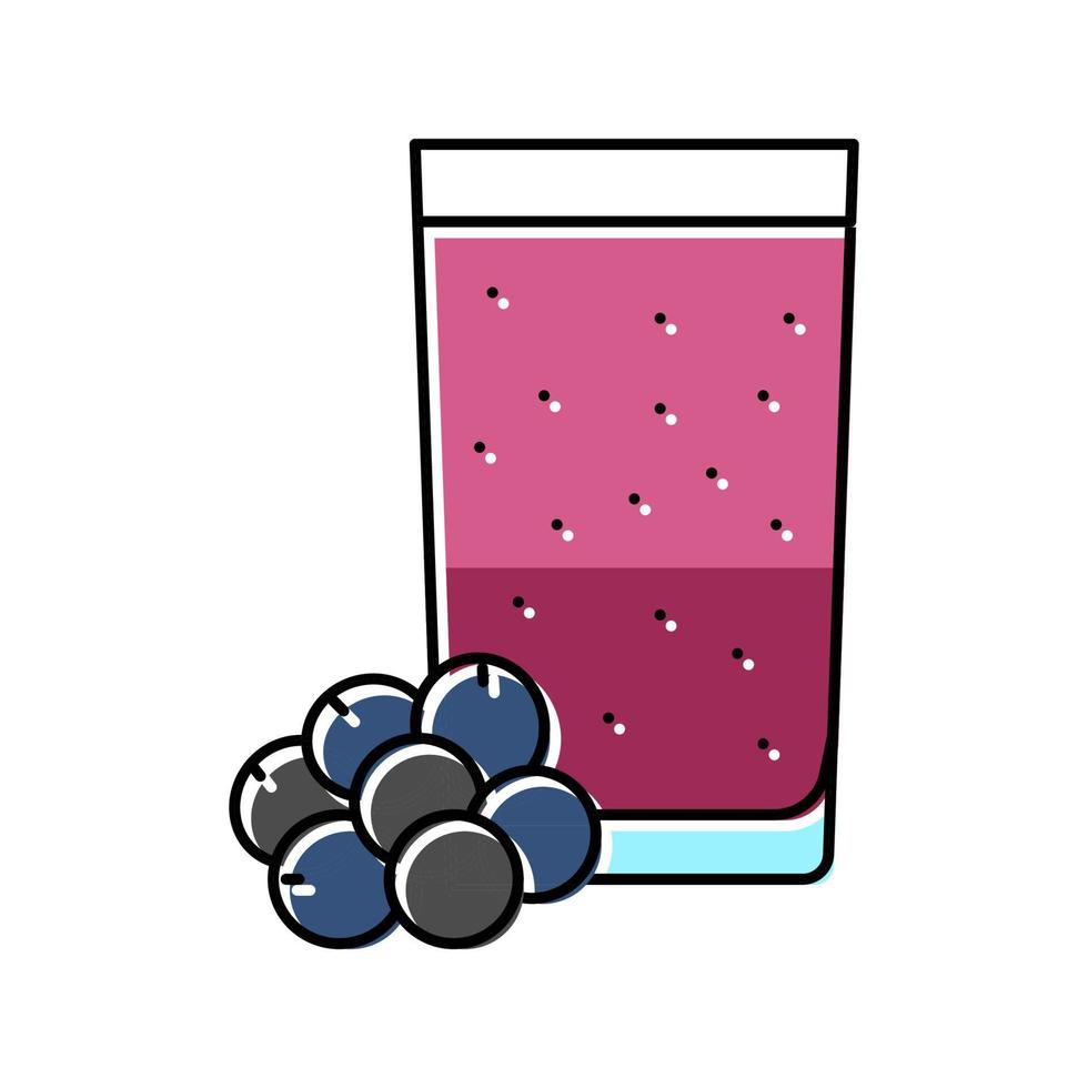 mirtillo frullato frutta succo cibo colore icona vettore illustrazione