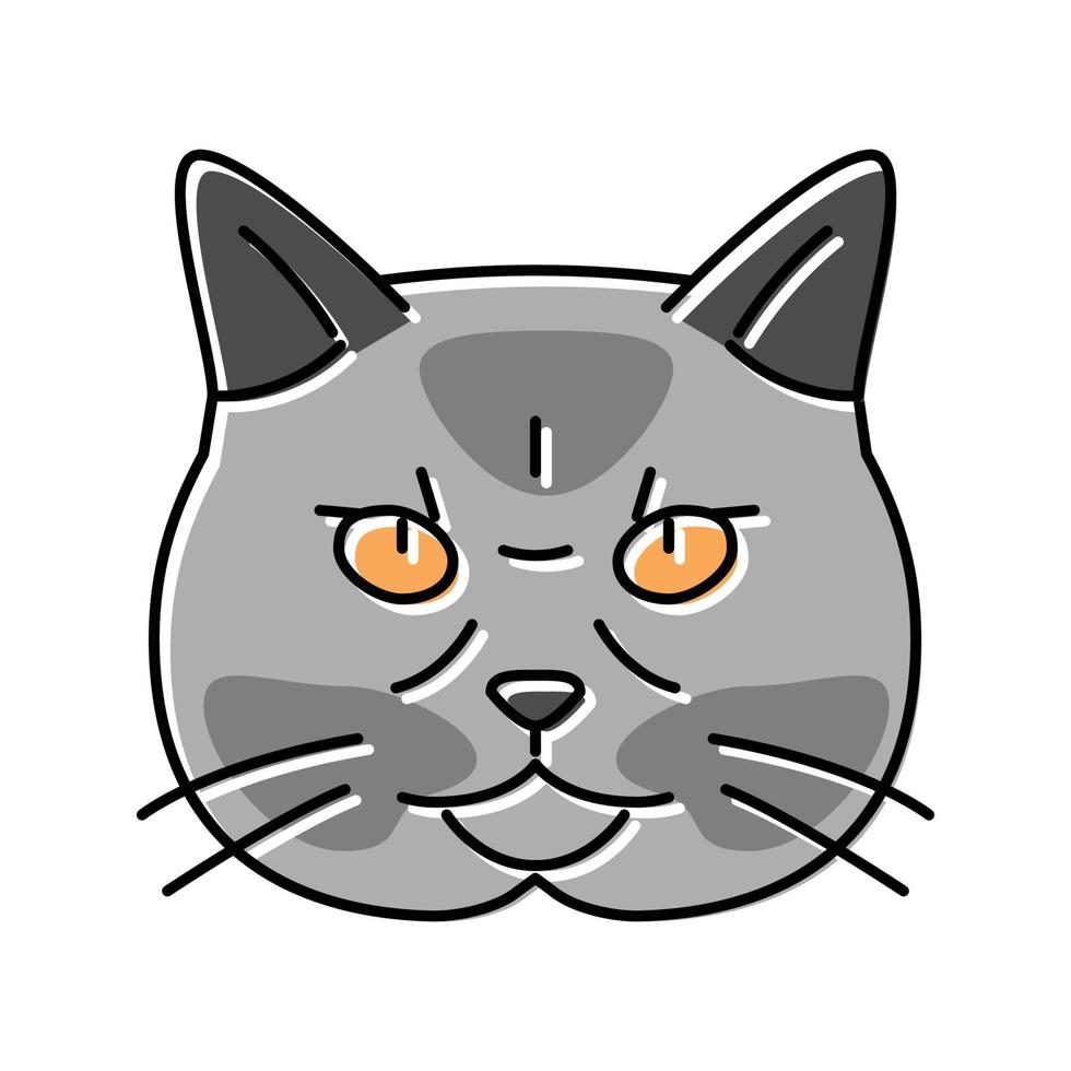 Britannico capelli corti gatto carino animale domestico colore icona vettore illustrazione