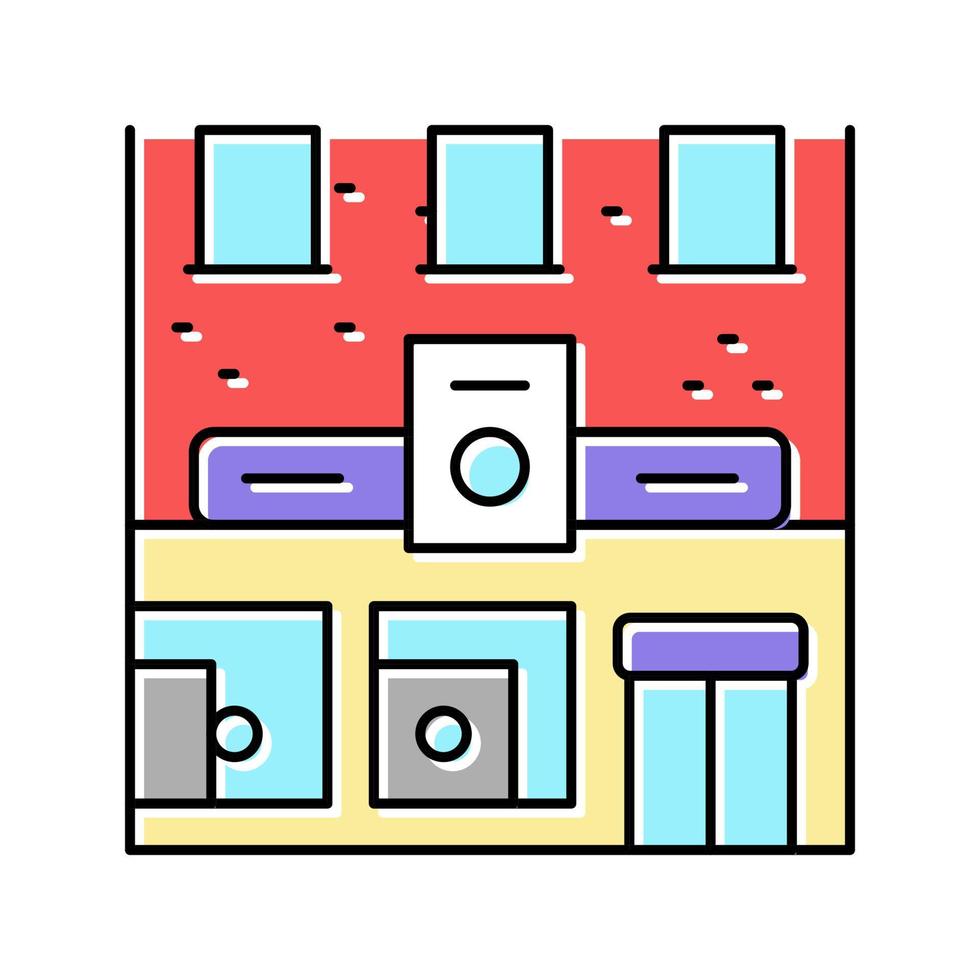 illustrazione vettoriale dell'icona del colore dell'edificio della lavanderia a gettoni